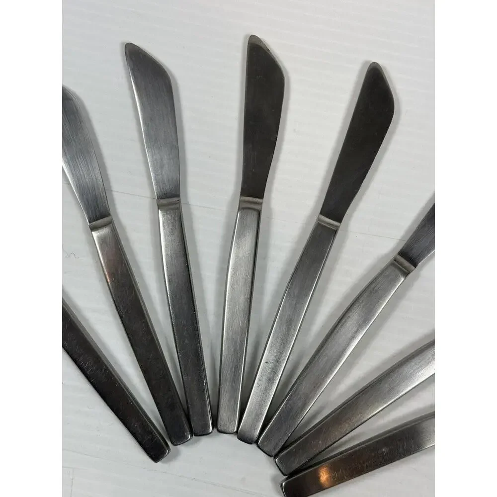 8pc Vintage Sipelia Malta Stainless Steel Dessert Knife Sheffield‎ England MCM